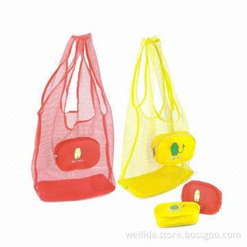 Foldable Mesh Shopping Bag, Made of PVC Material, Customized Logos are Welcome